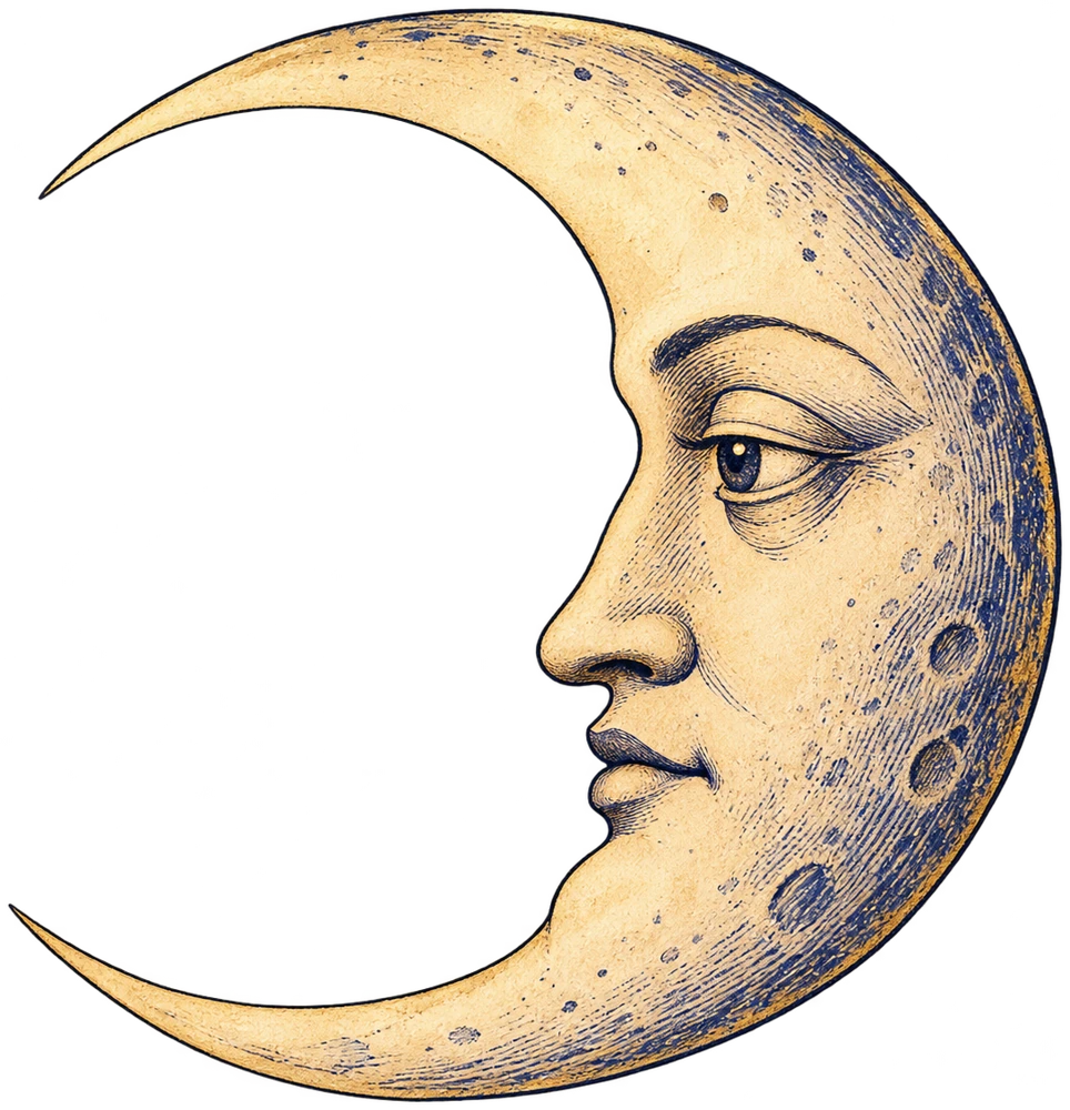Une lune au visage rêveur